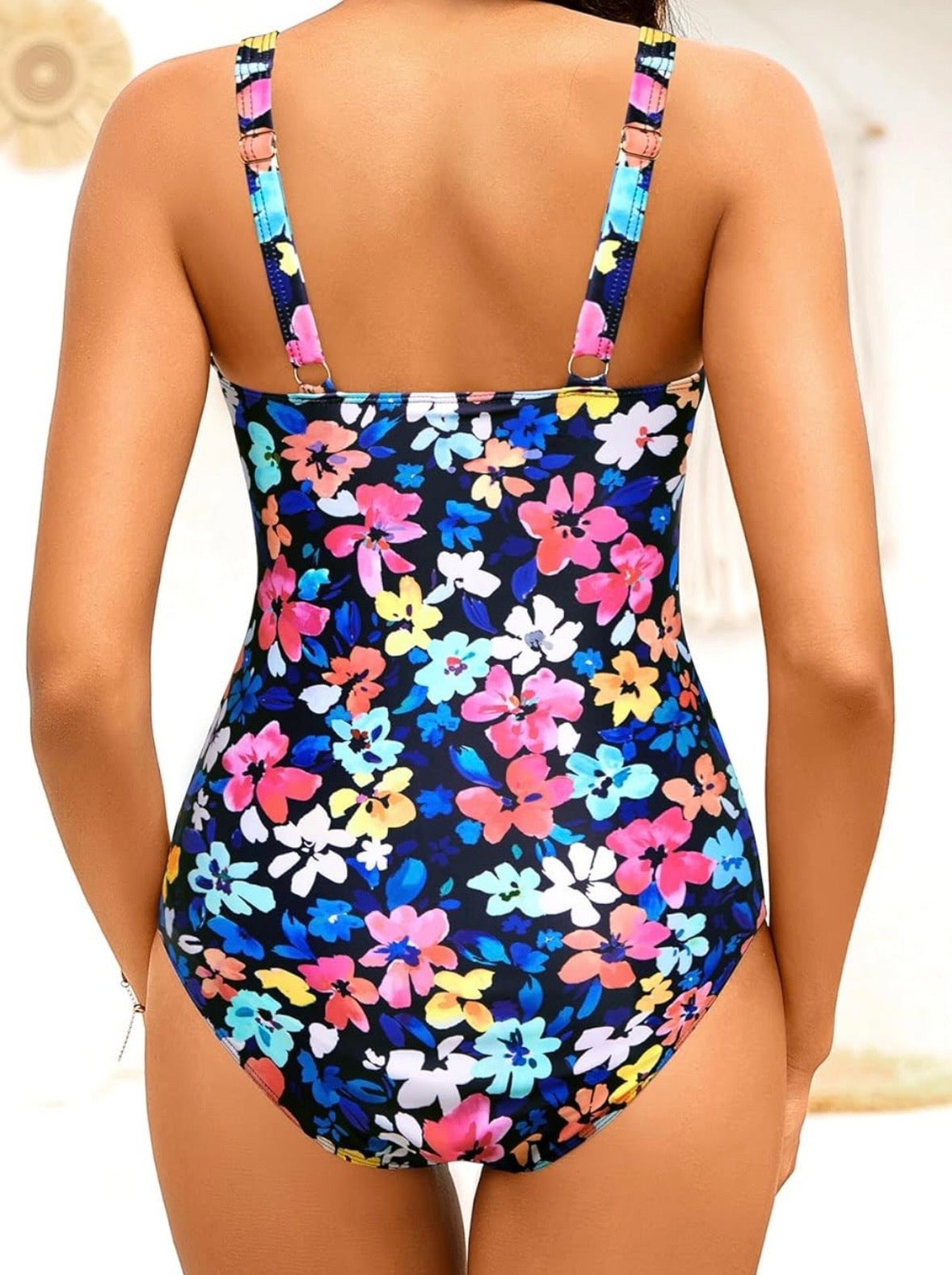 Floral Ruched One Piece Swimsuit