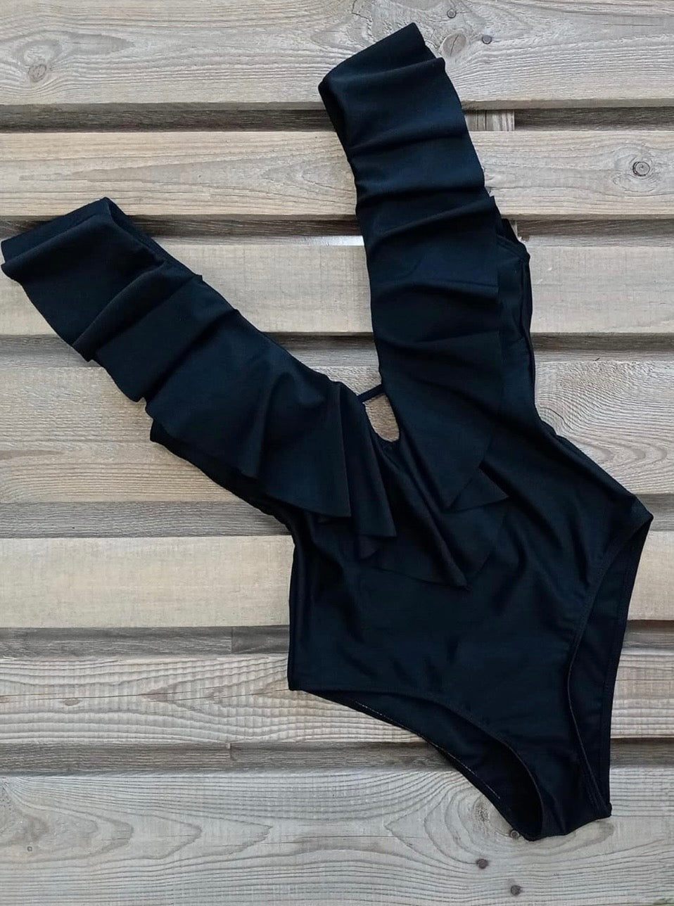 V Neck Ruffled One Piece
