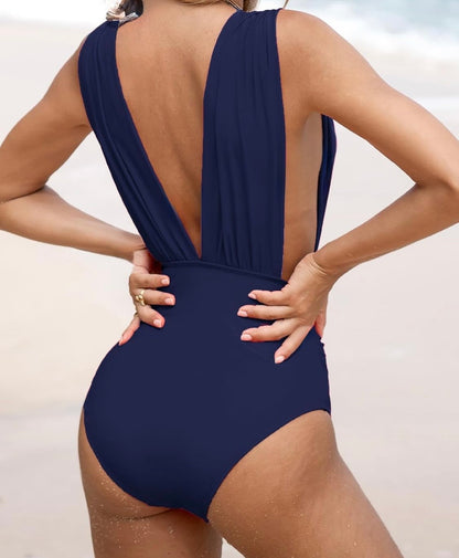 Plunging Neck One Piece Swimsuit