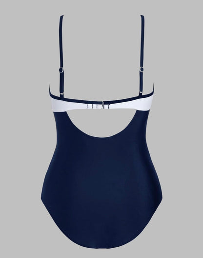 Two Tone Mesh One Piece Swimsuit