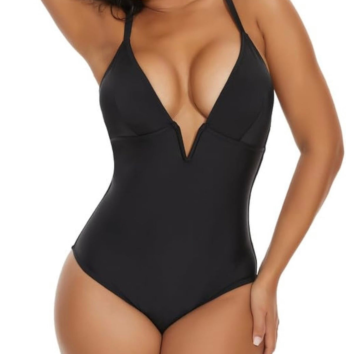 Deep V Neck One Piece Swimsuit