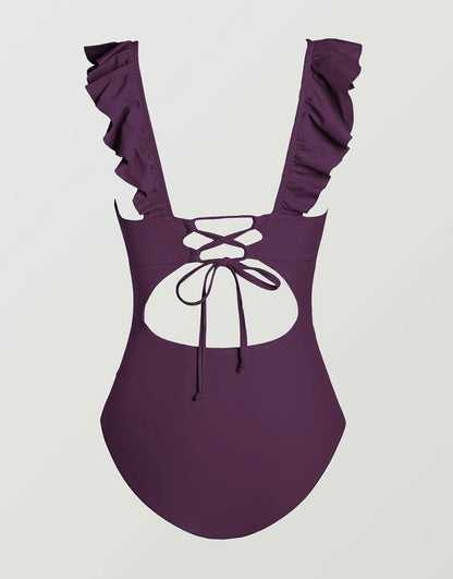 Ruffled Lace Up Back