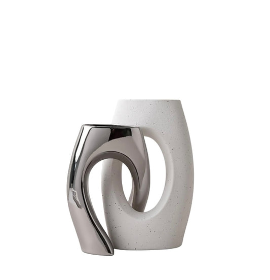 Retail Le$$ - Pewter white cross ceramic vase set