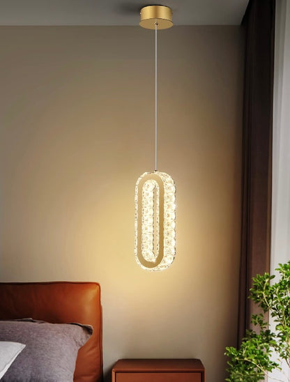Gold Oval Crystal Pendant Light