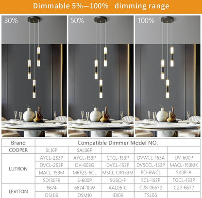 Retail Le$$-Black-acrylic-3-light-pendant-light