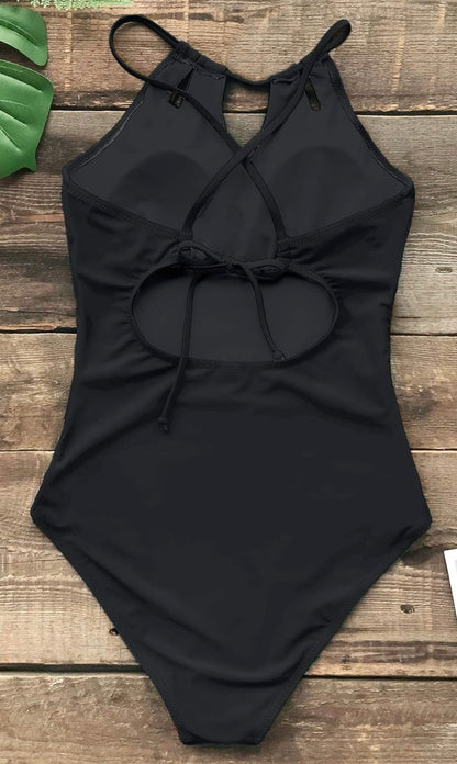 Cutout Neck One Piece Swimsuit
