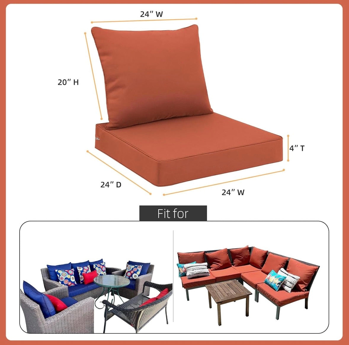 Favoyard Deep Seat Cushion Set