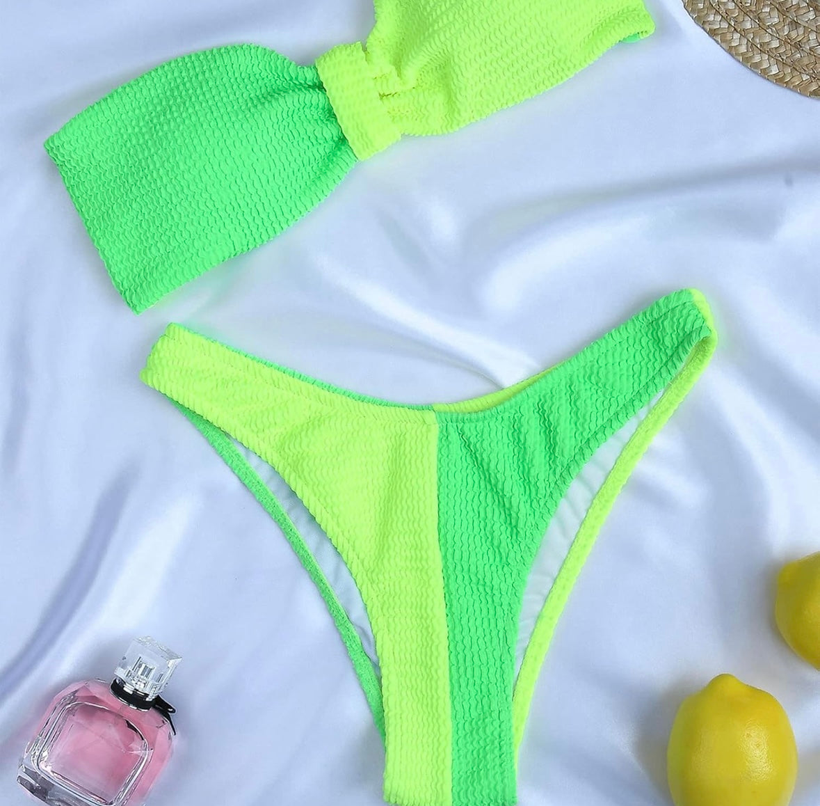 Retail Le$$ - green-and-yellow-two piece-swimsuit