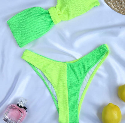 Retail Le$$ - green-and-yellow-two piece-swimsuit