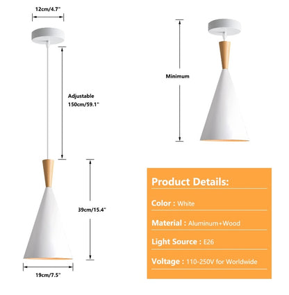 Retail Le$$-White-cone-shape-pendant-light